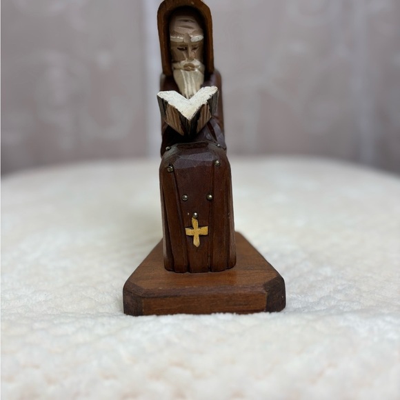 Hand Carved Wooden Statue of Monk - Picture 10 of 10